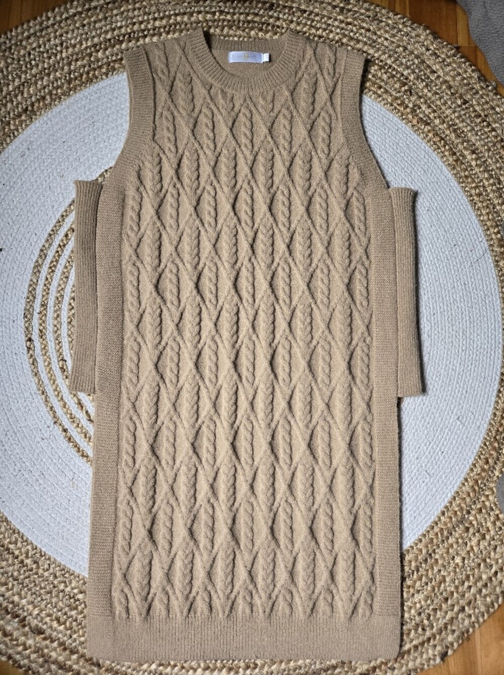 NWOT Jasminah Paris Sleeveless Cable-Knit Midi Dress Vest Modest Cosy Layering